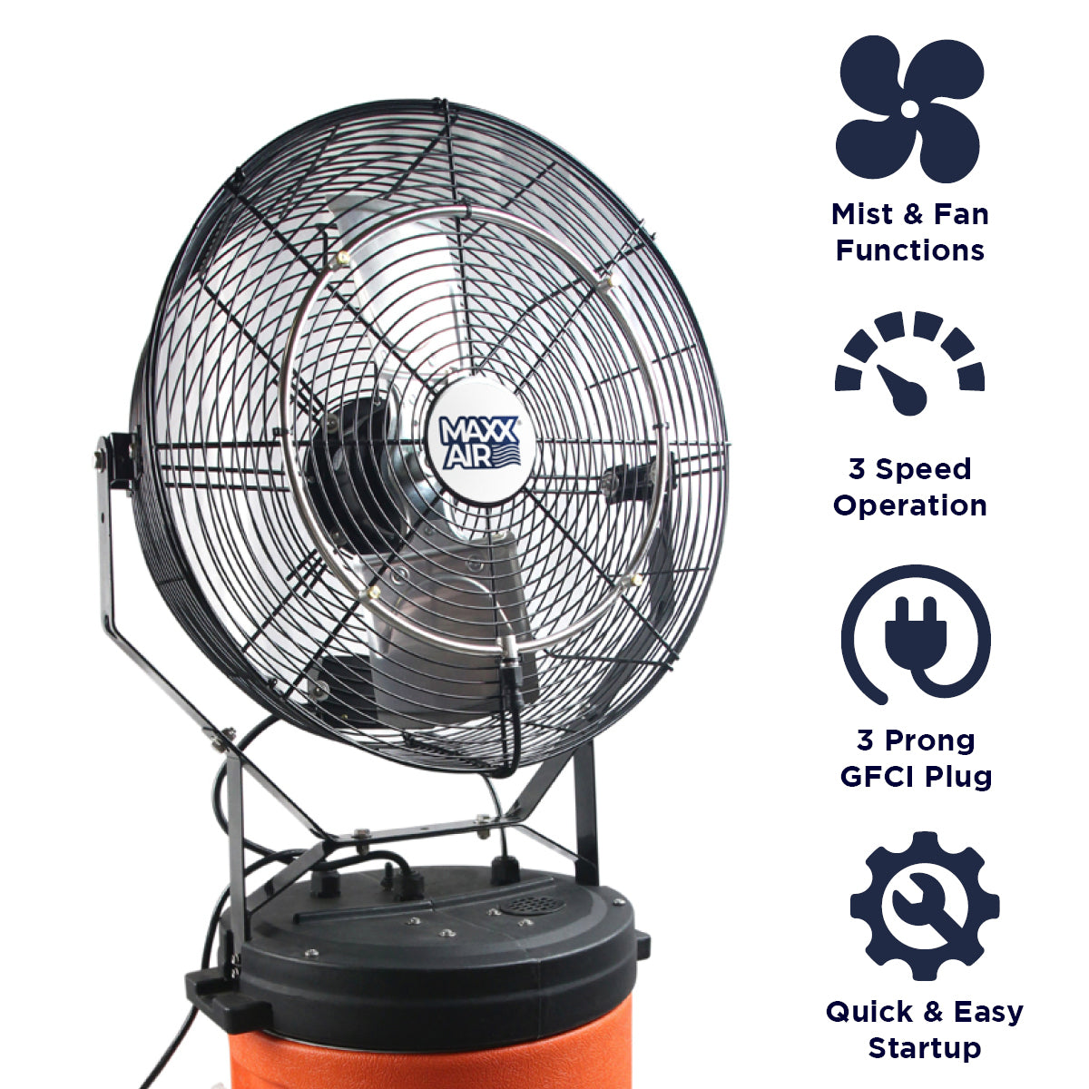 Maxx Air 18 In. 3-Speed Misting Fan with 10 Gal. Tank