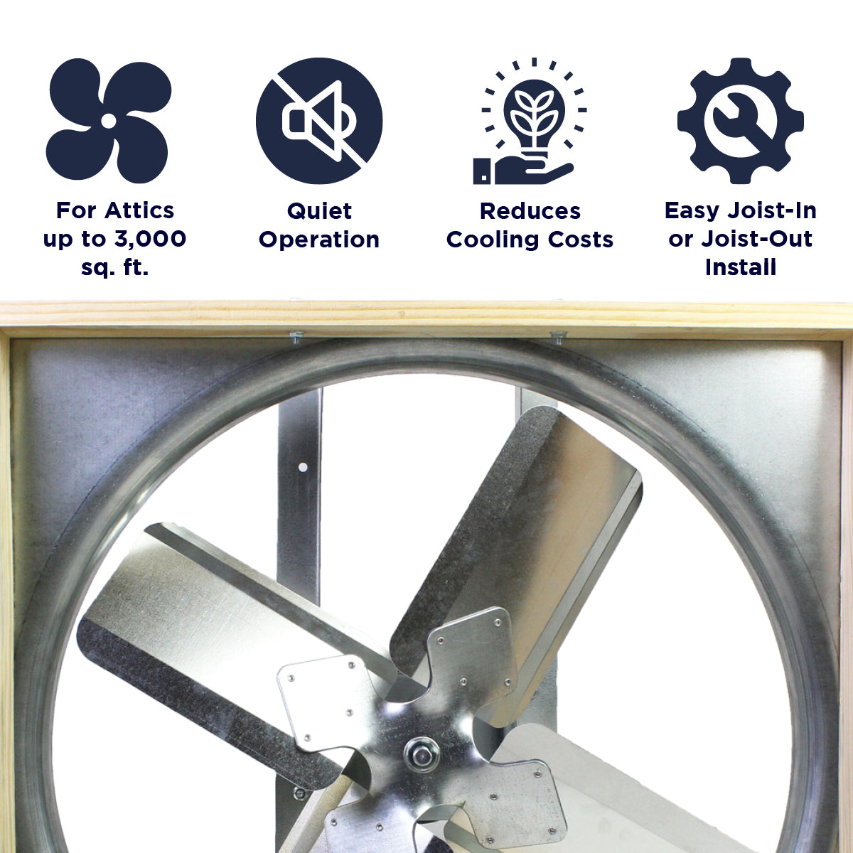 Cool Attic 30 In. 2-Speed Belt Drive Whole House Fan with Shutter, 5,950 CFM