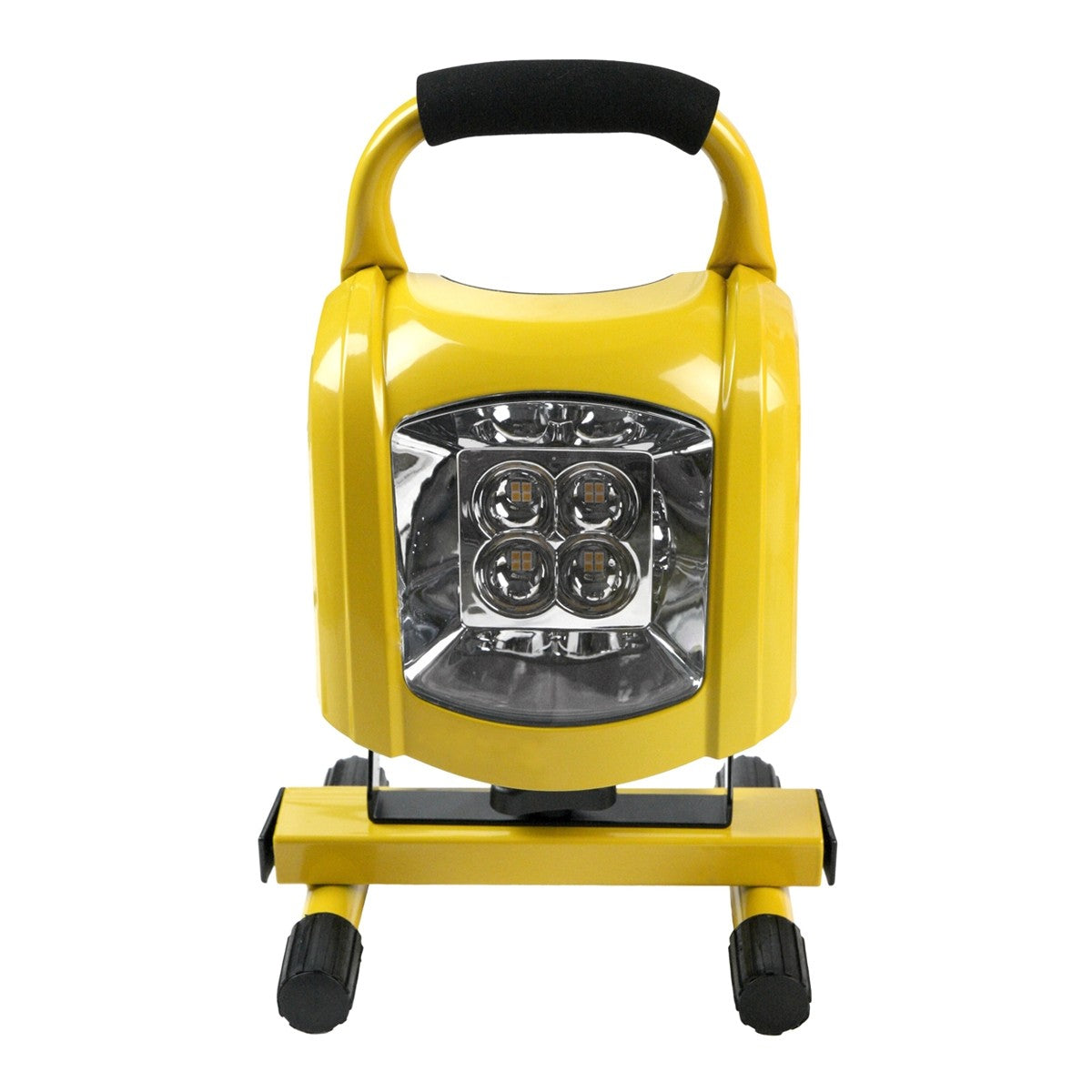 Front of indoor LED worklight on stand showing the padded black handle.