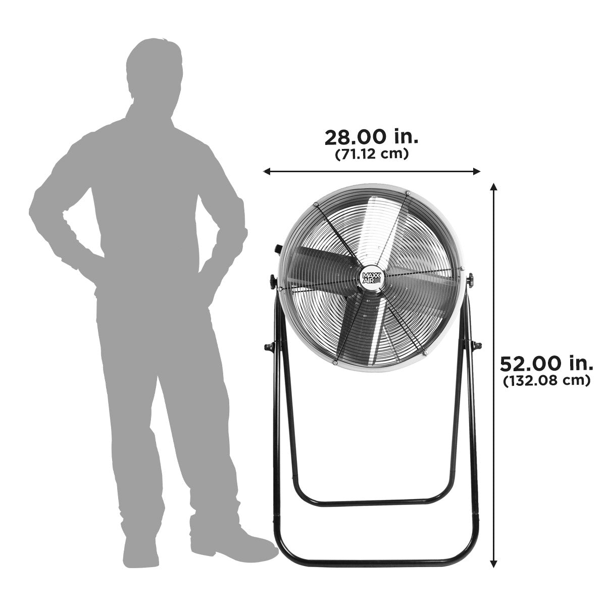 Maxx Air 24 In. 2-Speed Tilting Direct Drive Drum Fan with Extension Legs