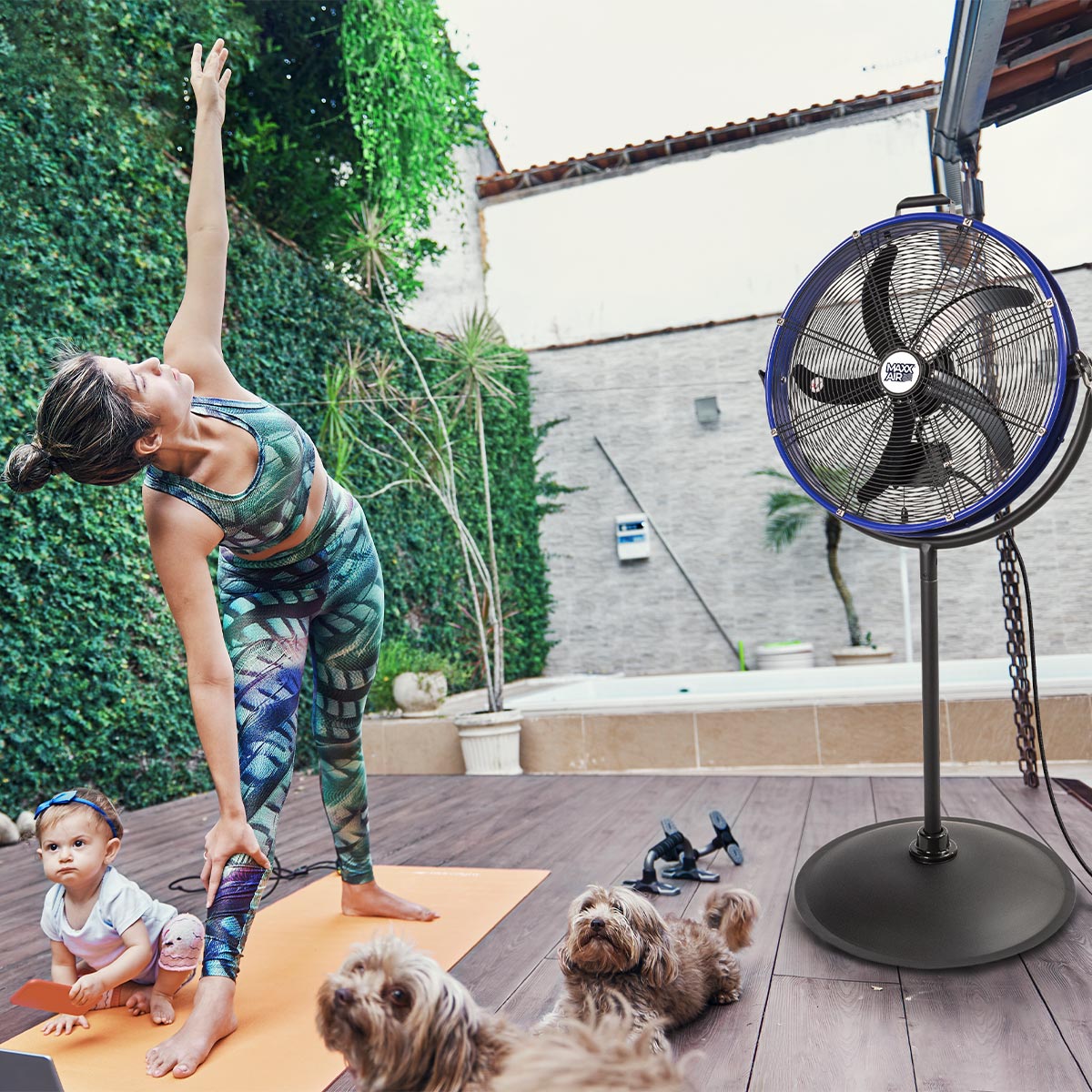 Maxx Air 20 In. 3-Speed Tilting Outdoor Rated Pedestal Fan