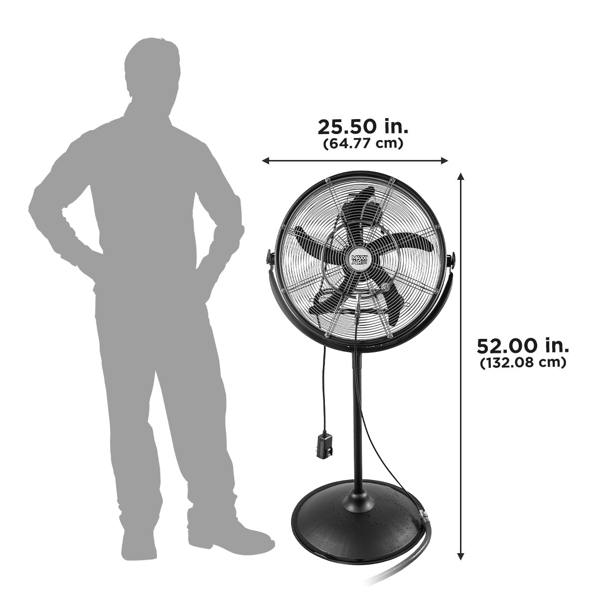 Maxx Air 20 In. 3-Speed Tilting Outdoor Rated Pedestal Fan with Misting Kit