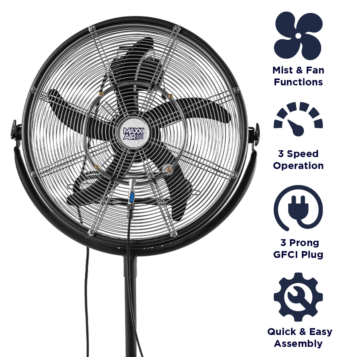 Maxx Air 20 In. 3-Speed Tilting Outdoor Rated Pedestal Fan