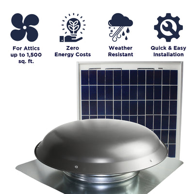 Maxx Air 433 CFM Steel Solar Powered Roof Mount Power Attic Ventilators with Panel