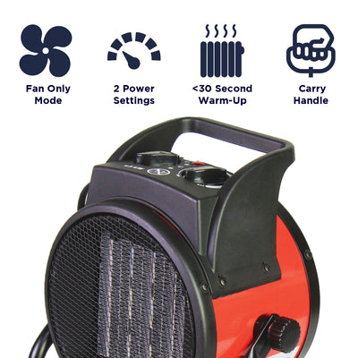 7 In. Electric Indoor Portable Fan-Forced Ceramic Heater