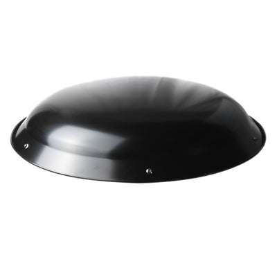 Side view of galvanized steel dome in black finish. 