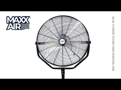 Maxx Air 30 In. 3-Speed Pedestal Fan with Yoke Mount